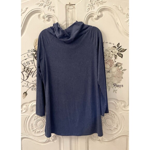 Tunic Women's L Heather Blue High Low Off the Shoulder Long Sleeve Casual - Picture 7 of 9